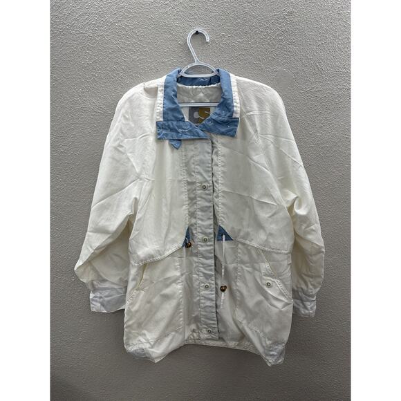 Womens Current Seen Jacket Size Medium White Button Up Windbreaker Vintage - Picture 1 of 16